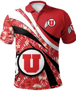 NCAA Utah Utes Red Hibiscus Polo Shirt