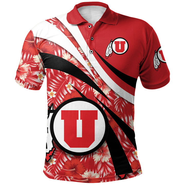 NCAA Utah Utes Red Hibiscus Polo Shirt