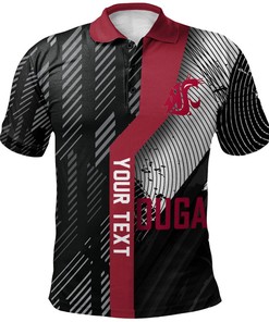 NCAA Washington State Cougars Custom Text Number Black Red Special Polo Shirt