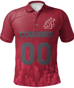NCAA Washington State Cougars Custom Text Number Red Ombre Polo Shirt