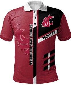 NCAA Washington State Cougars Custom Text Red Black Polo Shirt