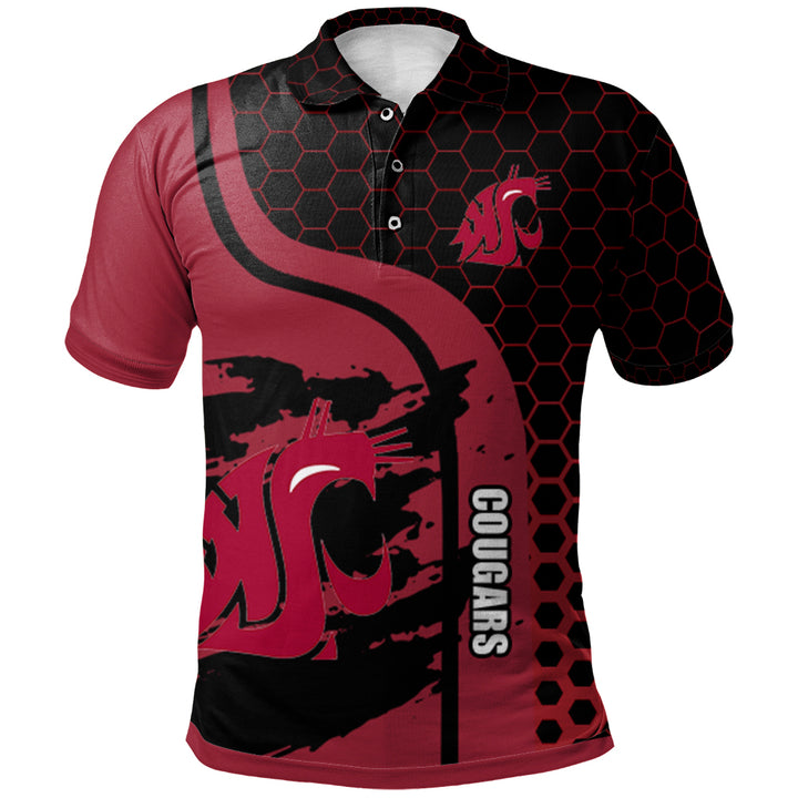 NCAA Washington State Cougars Red Black Special Polo Shirt