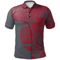 NCAA Washington State Cougars Red Grey Graffiti Spray Polo Shirt - Image 2