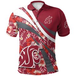 NCAA Washington State Cougars Red Hibiscus Style Polo Shirt - Image 2