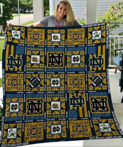 ND Logo Ncaa Notre Dame Fighting Irish Collected Loved Quilt Blanket Bedding Set