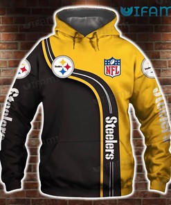 NFL Steelers Hoodie 3D Classic Logo Black Gold Pittsburgh Steelers Gift