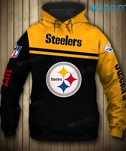 NFL Steelers Hoodie 3D Gold Black Pittsburgh Steelers Gift