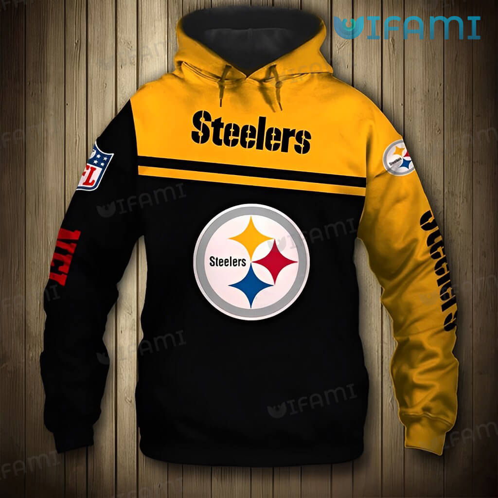 NFL Steelers Hoodie 3D Gold Black Pittsburgh Steelers Gift