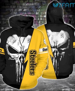 NFL Steelers Hoodie 3D Punisher Skull Black Gold Pittsburgh Steelers Gift
