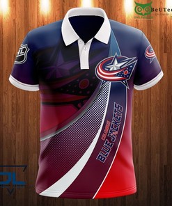 NHL Columbus Blue Jackets Red Blue Curve Concepts Polo Shirt