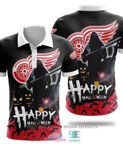 NHL Detroit Red Wings Black Happy Hallowen Polo Shirt