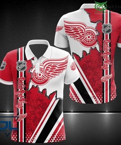 NHL Detroit Red Wings Logo Scratch Fanmade Polo Shirt