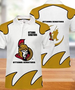 NHL Ottawa Senators White Gold Polo Shirt