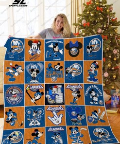NY Islanders Hockey Mickey Mouse Quilt Blanket Bedding Set