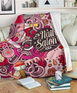 Nail Salon Sherpa Fleece Blanket Gifts for Family, for Couple