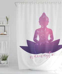 Namaste Shower Curtain, Yoga Inspired Bathroom Decor, Spiritual Bathroom Art, Boho Home Decor Housewarming Gift