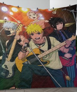 Naruto Anime Fan Gift, Team Kakashi Sasuke Sakura Naruto Fan Gift, Team Music Band Quilt Blanket Bedding Set