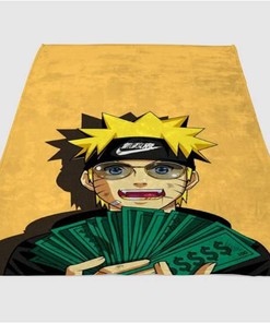 Naruto Money Sherpa Fleece Blanket Gifts for Family, for Couple