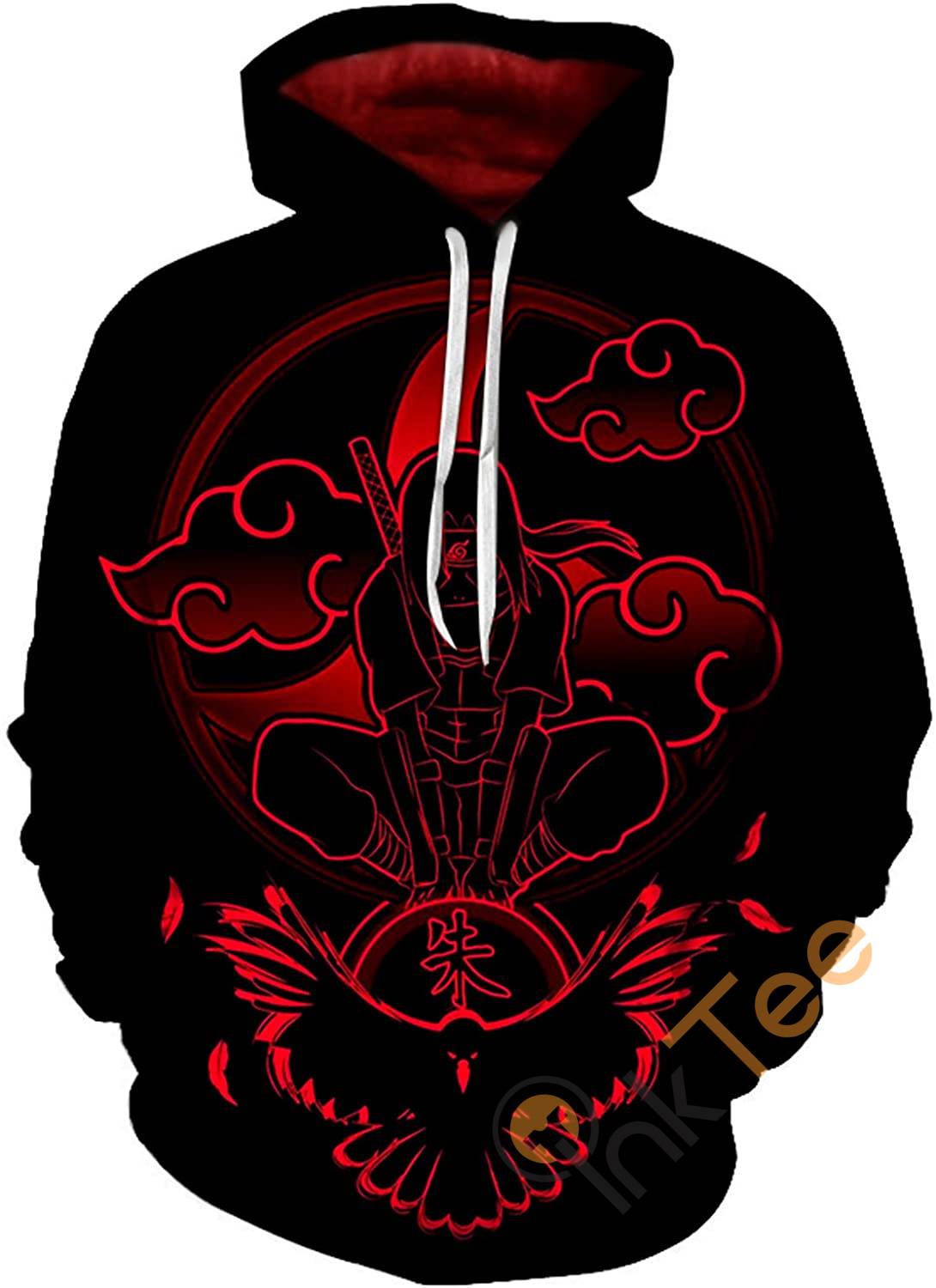 Naruto Print Pullover With Front Pocket Sport All Over Print Hoodie 3D 1