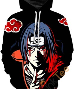 Naruto Print Pullover With Front Pocket Sport All Over Print Hoodie 3D 2