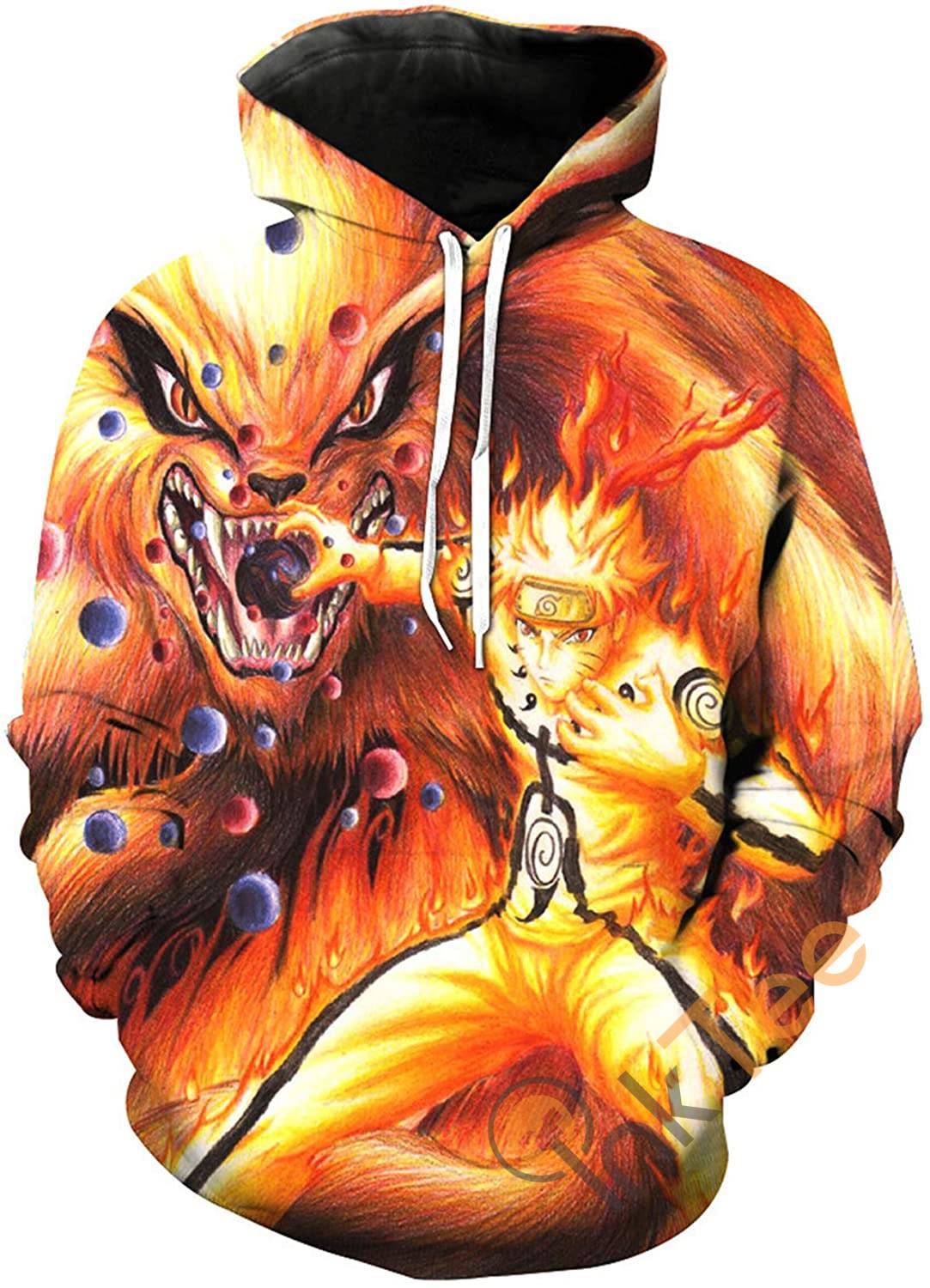 Naruto Print Pullover With Front Pocket Sport All Over Print Hoodie 3D 6