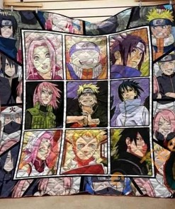 Naruto Team 7 Evolution Quilt Blanket Bedding Set