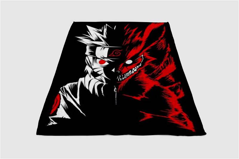 Naruto Two Face Sherpa Fleece Blanket Gifts for Family, for Couple