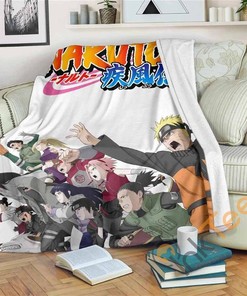 Naruto and Friends Shippuden Anime Sherpa Fleece Blanket Gifts for Family, for Couple