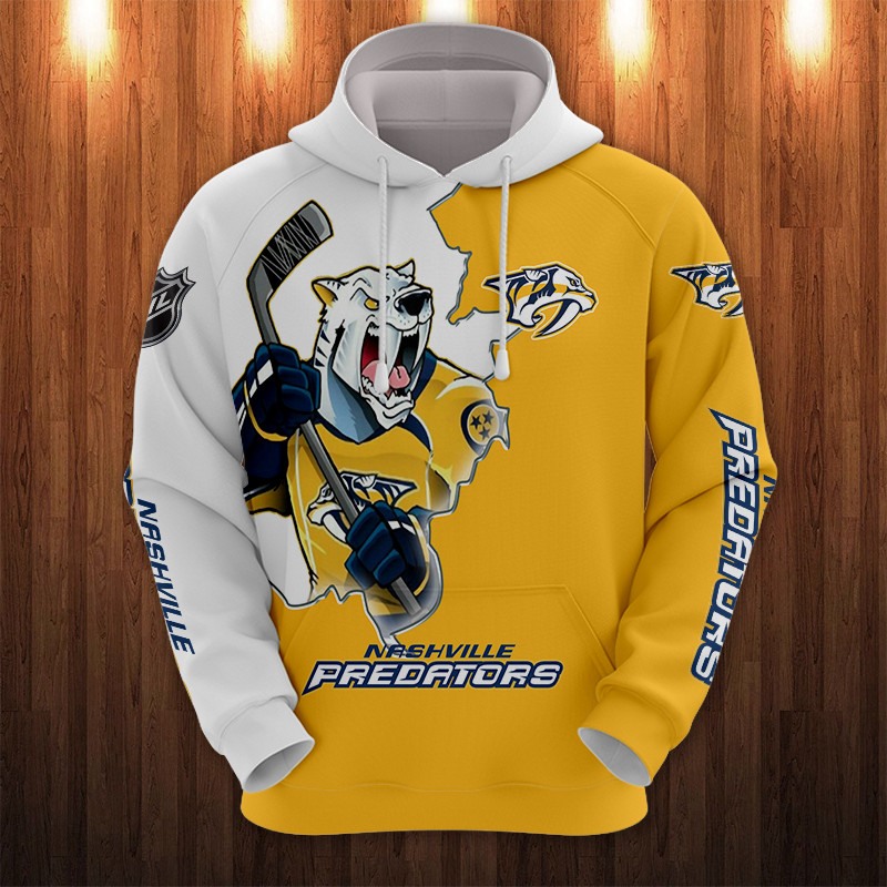 Nashville Predators Hoodie 3D Zip Hoodie 3D Cartoon Graphic Zip Hoodie for Fan