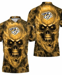 Nashville Predators Nhl Fans Skull 3D All Over Print Polo Shirt