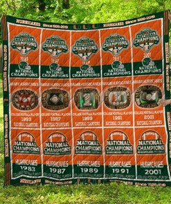 National Champions Ncaa Miami Hurricanes Collection Green Quilt Blanket Bedding Set
