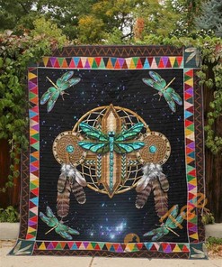 Native American Dragonfly Quilt Blanket Bedding Set