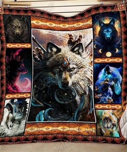 Native American Wolf Quilt Blanket Bedding Set