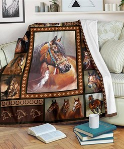 Native Horse Horse Lover Sherpa Fleece Blanket Gifts for Family, for Couple