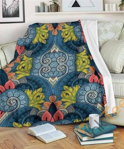 Native Tribal Bohemian Pattern Sherpa Fleece Blanket Gifts for Family, for Couple