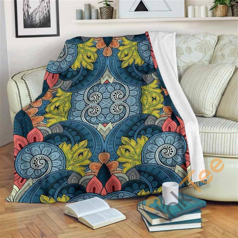 Native Tribal Bohemian Pattern Sherpa Fleece Blanket Gifts for Family, for Couple