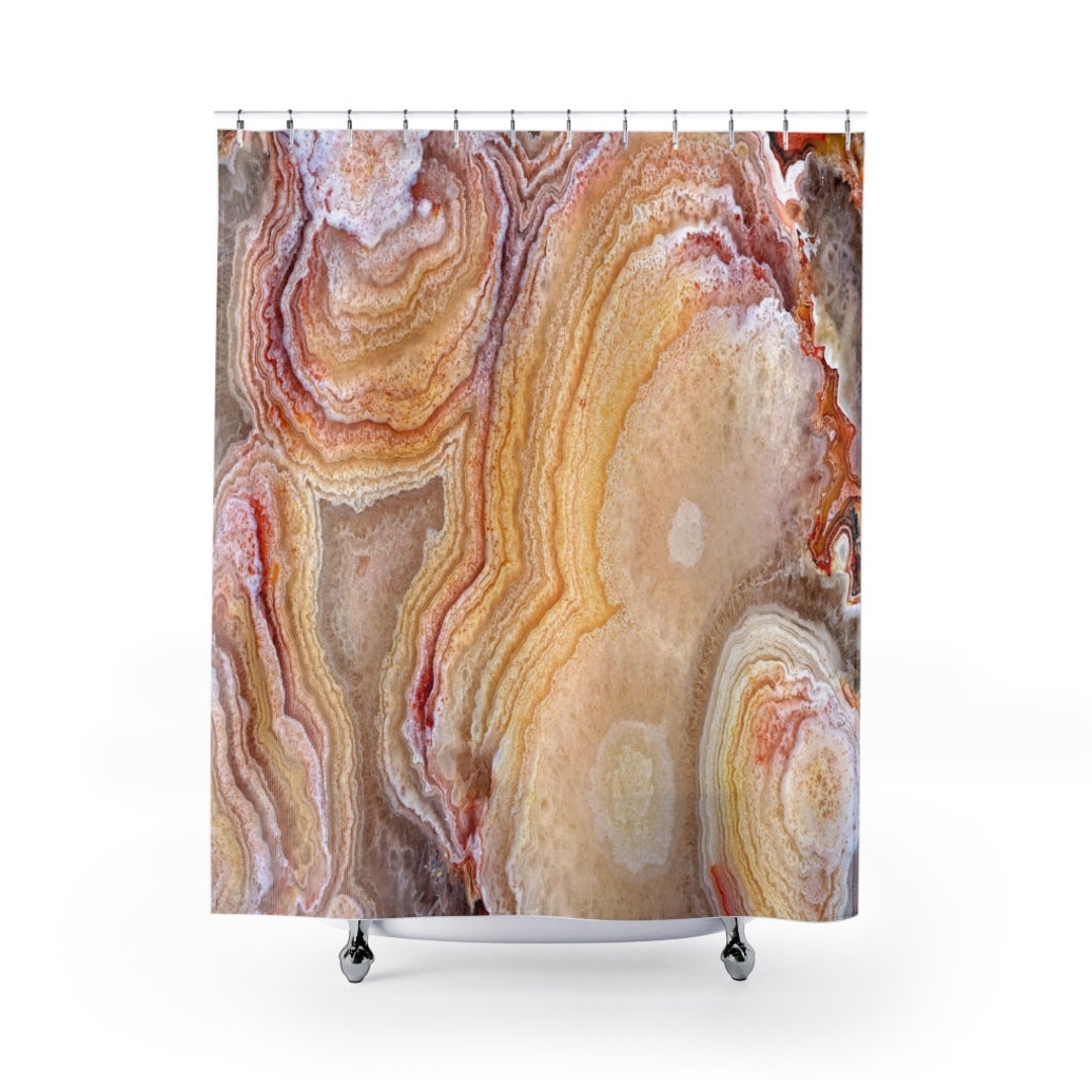 Natural Agate Geode Shower Curtain, Healing Stones Decor, Bathroom Decor