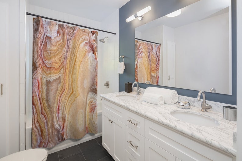 Natural Agate Geode Shower Curtain, Healing Stones Decor, Bathroom Decor - Image 2