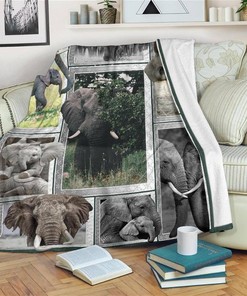 Nature Elephant Fleece Elephant Lover Sherpa Fleece Blanket Gifts for Family, for Couple