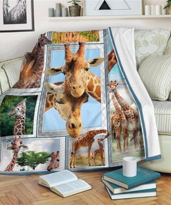 Nature Giraffe Fleece Giraffe Lover Sherpa Fleece Blanket Gifts for Family, for Couple