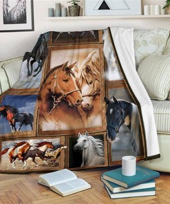 Nature Horse Horse Lover Sherpa Fleece Blanket Gifts for Family, for Couple