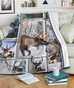 Nature Reindeer Reindeer Lover Sherpa Fleece Blanket Gifts for Family, for Couple