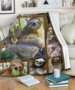 Nature Sloth Sloth Lover Sherpa Fleece Blanket Gifts for Family, for Couple
