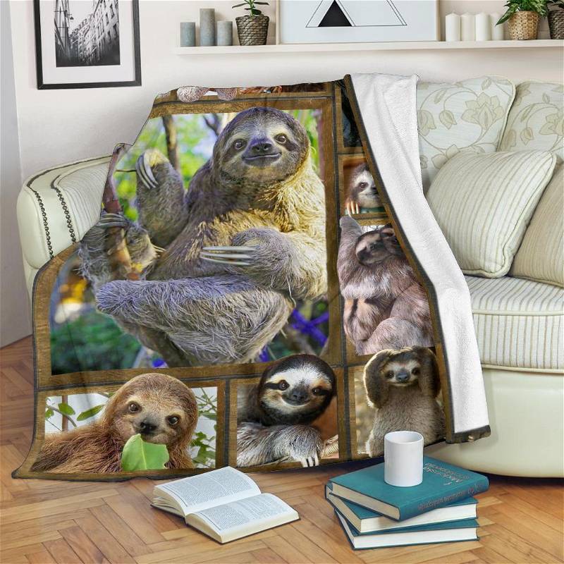 Nature Sloth Sloth Lover Sherpa Fleece Blanket Gifts for Family, for Couple