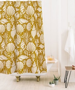 Nautical Shower Curtain, Coastal Decor, Bathroom Decor, Beach House Decor, Yellow Shower Curtain, Bath Curtain, Shower Curtain Coastal