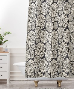 Nautical Shower Curtain, Coastal Decor, Bathroom Decor, Sea Urchin, Cloth Shower Curtain, Charcoal Black Shower Curtain, Bath Curtain