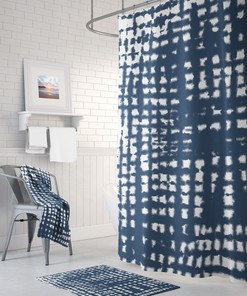 Navy Blue Shower Curtain, Modern Bathroom Decor