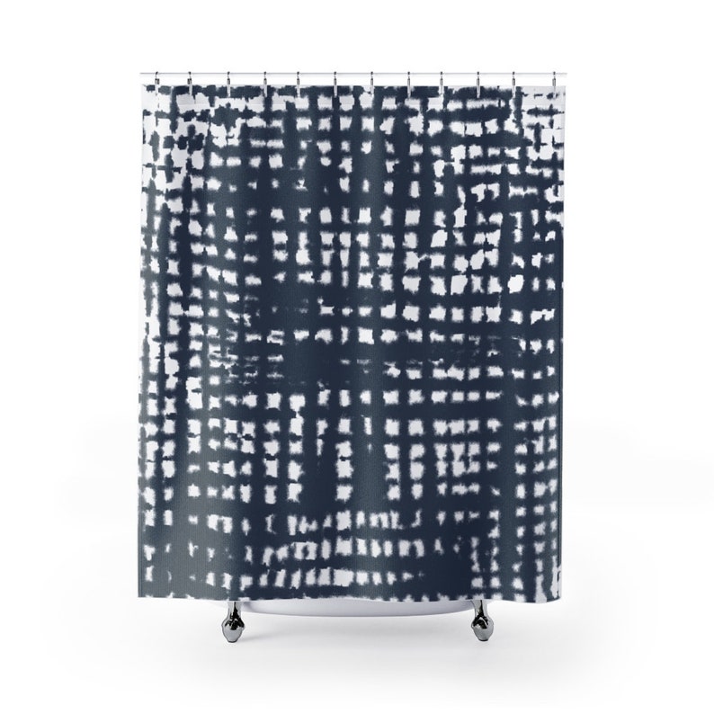 Navy Blue Shower Curtain, Modern Bathroom Decor - Image 2