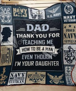 Navy Dad Thank You For Teaching Me How To Be A Man Quilt Blanket Bedding Set