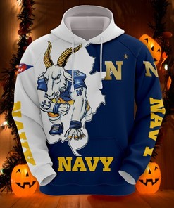 Navy Midshipmen Hoodie 3D Zip Hoodie Mascot Long Sleeve Gift for Fan